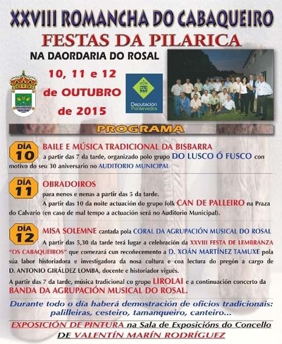 XXVIII ROMANCHA DO CABAQUEIRO E FESTAS DA PILARICA DO 10  12 DE OUTUBRO NO ROSAL