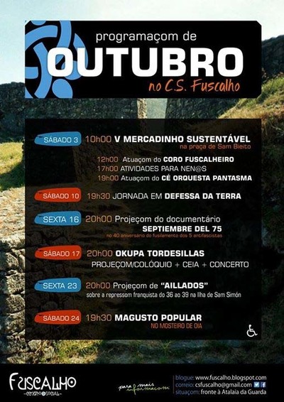 PROGRAMACIN DE OUTUBRO NO CS FUSCALHO DE A GUARDA