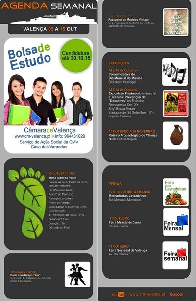 AGENDA SEMANAL VALENCA DO MINHO 9-15 OUTUBRO 2015