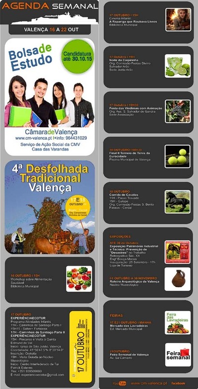 AGENDA SEMANAL VALENCA DO MINHO 16-22 OUTUBRO 2015