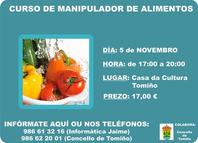 CURSO DE MANIPULADOR DE ALIMENTOS O 5 DE NOVEMBRO EN TOMIO