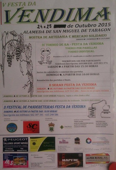 V FESTA DA VENDIMA ESTA FIN DE SEMANA EN SAN MIGUEL DE TABAGN