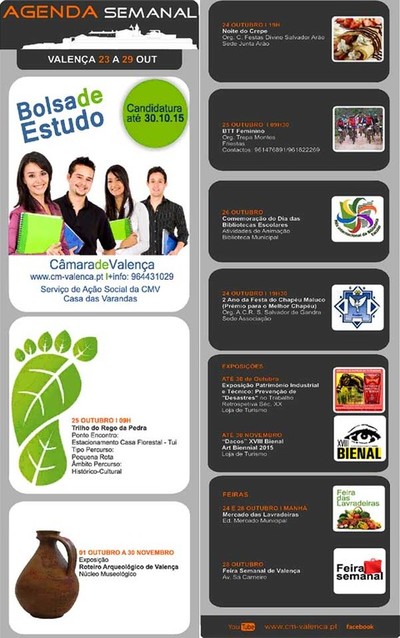AGENDA SEMANAL VALENCA DO MINHO 23-29 DE OUTUBRO 2015