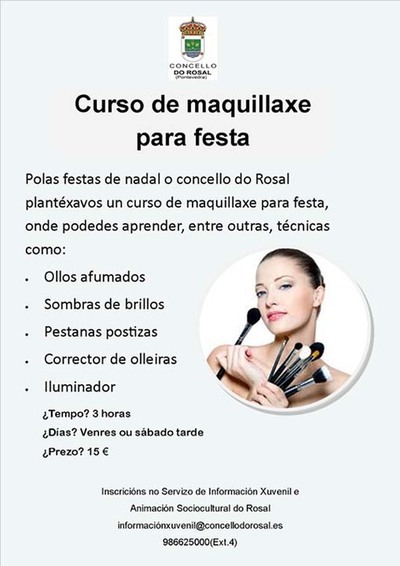INSCRIPCINS ABERTAS PARA O CURSO DE MAQUILLAXE PARA FESTA EN O ROSAL