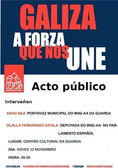 ACTO PBLICO DO BNG-AA O 12 DE NOVEMBRO NA GUARDA