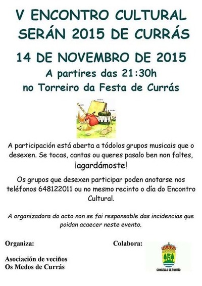 ESTE SBADO V ENCONTRO CULTURAL SERN 2015 DE CURRS