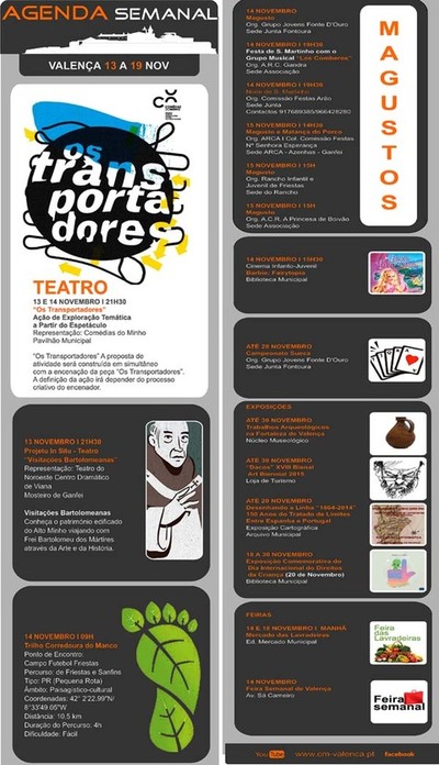 AGENDA SEMANAL VALENCA DO MINHO 13-19 NOVEMBRO 2015