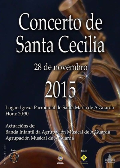 A AGRUP. MUSICAL DE A GUARDA ORGANIZA UN CONCERTO DE SANTA CECILIA O 28 DE NOVEMBRO