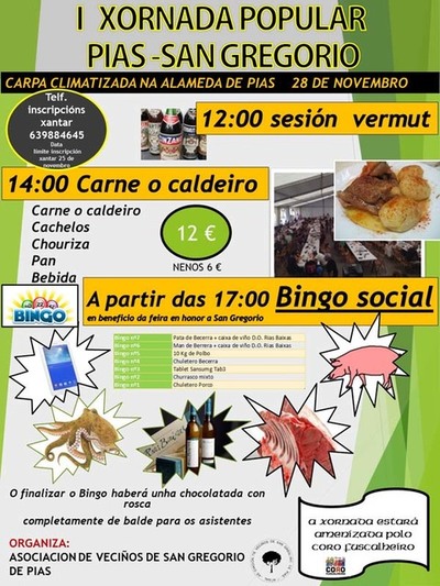 I XORNADA POPULAR PIAS-SAN GREGORIO O 28 DE NOVEMBRO DE 2015