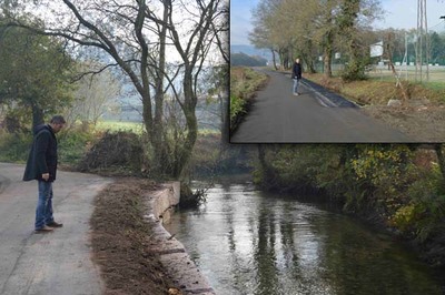A VA QUE ENLAZA O CAMPO DA FTBOL DA ESTOCA E QUE SEGUE A CANLE DO RO CEREIXO EST SENDO ARRANXADA NESTES DAS EN TEBRA-TOMIO