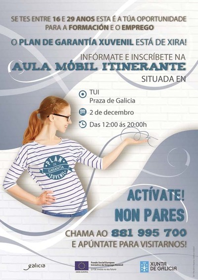 ESTE MRCORES, 2 DECEMBRO, ESTAR EN TUI A AULA MBIL DO PLAN DE GARANTA XUVENIL