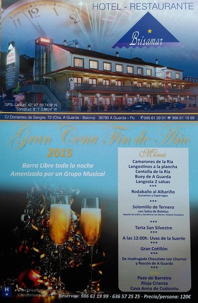 GRAN CENA DE FIN DE AO 2015 EN  EL HOTEL-RESTAURANTE BRISAMAR DE A GUARDA