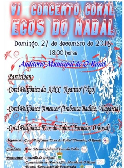 VI CONCERTO CORAL ECOS DO NADAL ESTE DOMINGO NO ROSAL