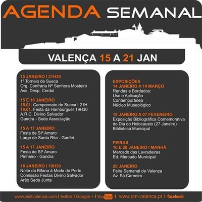 AGENDA SEMANAL VALENCA DO MINHO 15-21 JANEIRO 2016