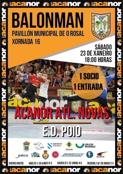 O ACANOR ATL. NOVS E O E.D. POIO ENFRNTANSE ESTE SBADO NO ROSAL