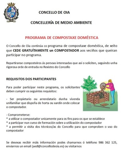 O CONCELLO DE OIA CONTINA CO PROGRAMA DE COMPOSTAXE DOMSTICA