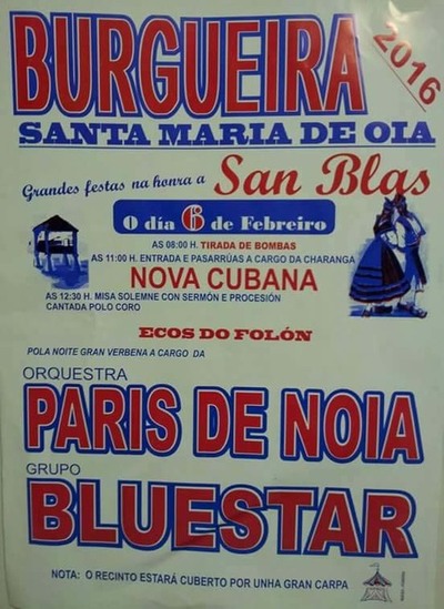 -VERBENA SUSPENDIDA- GRANDES FESTAS NA HONRA A SAN BLAS O 6 DE FEBREIRO EN BURGUEIRA - OIA