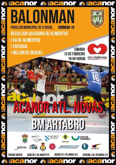 RECOLLIDA SOLIDARIA DE ALIMENTOS ESTE SBADO NO ROSAL NO PARTIDO ENTRE O NOVS E O BM ARTABRO