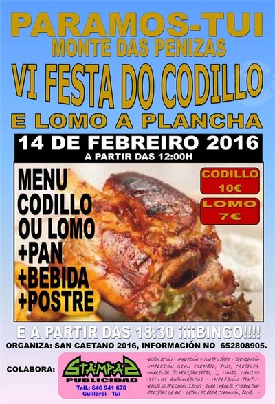 VI FESTA DO CODILLO E LOMO A PLANCHA ESTE DOMINGO EN PARAMOS-TUI