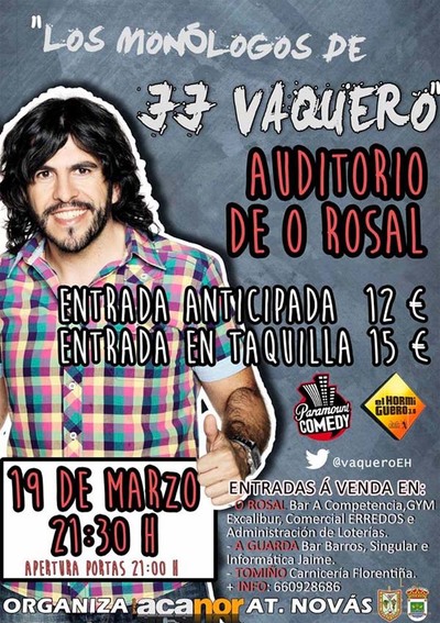 MONLOGO DE JJ VAQUERO ESTE SBADO NO AUDITORIO MUNICIPAL DO ROSAL