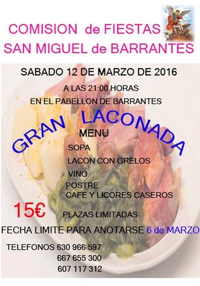 BARRANTES(TOMIO) ACOGER ESTE SBADO UNA GRAN LACONADA