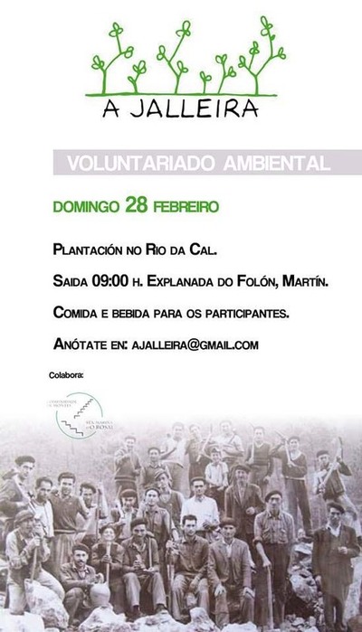 VOLUNTARIADO AMBIENTAL ESTE DOMINGO CON A JALLEIRA NO ROSAL