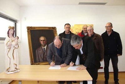 TELA DE JOS LEBRO E IMAGEM DA SENHORA DO LEITE RESTAURADAS E DEVOLVIDAS  SANTA CASA