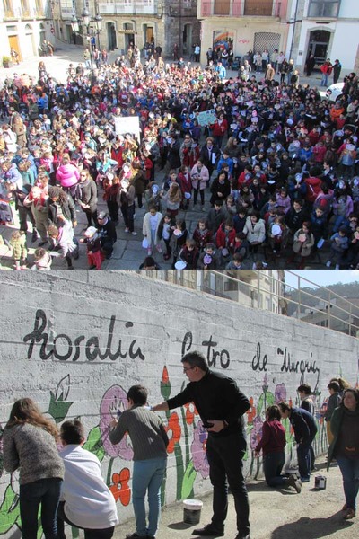 OS NENOS E NENAS DA GUARDA CONMEMORAN A FIGURA DE ROSALA NUN EMOTIVO ACTO