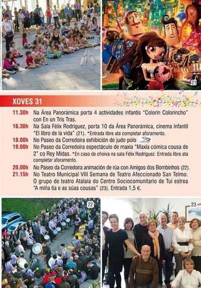 MANUALIDADES, CINEMA, MAXIA, JUDO, E TEATRO PARA O XOVES DE FESTA DE SAN TELMO