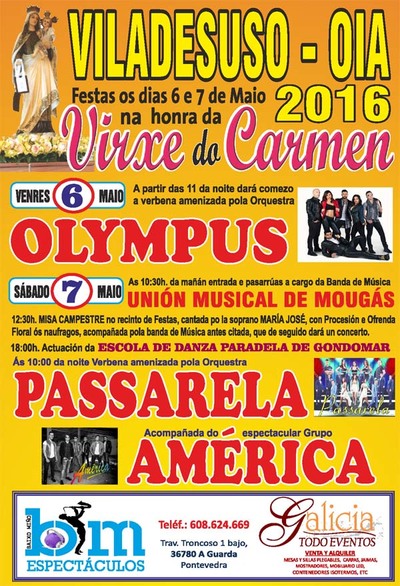 FESTAS DA VIRXE DO CARMEN 2016 O 6 E 7 DE MAIO EN VILADESUSO