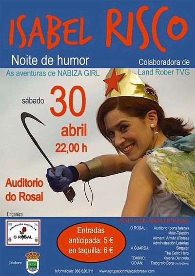 NOITE DE HUMOR CON ISABEL RISCO ESTE SBADO 30 DE ABRIL NO ROSAL