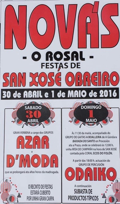 FESTAS DE SAN XOS OBREIRO DO 30 DE ABRIL  1 DE MAIO EN NOVS-O ROSAL