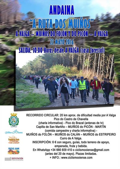 CICLISMO OIENSE ORGANIZA ESTE DOMINGO 22 DE MAIO A ANDAINA DA RUTA DOS MUOS 