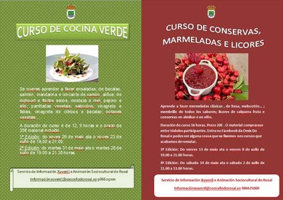 NOVOS CURSOS DE -COCIA VERDE- E CONSERVAS, MARMELADAS E LICORES