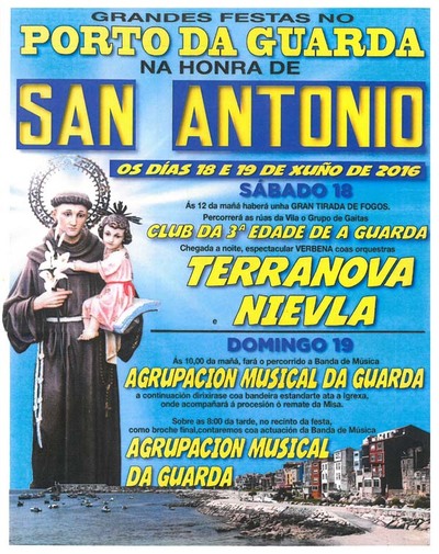 Grandes festas no porto de A Guarda na honra de San Antonio o 18 e 19 de xuo