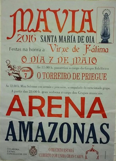 FESTAS NA HONRA DA VIRXE DE FTIMA HOXE SBADO EN MAVIA-OIA
