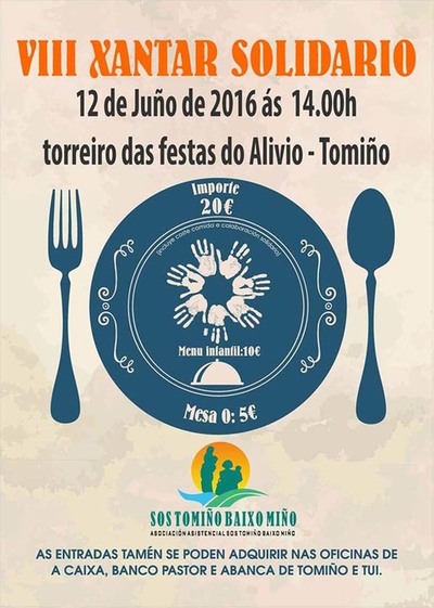 VIII Xantar Solidario a favor de SOS Tomio o 12 de xuo