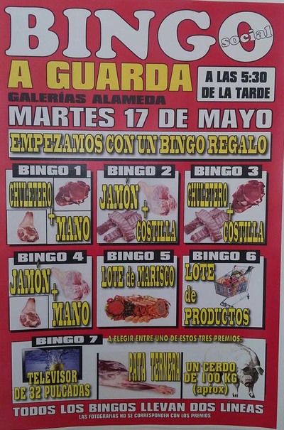 BINGO SOCIAL FESTAS DO MONTE ESTE MARTES 17 DE MAIO NA GUARDA