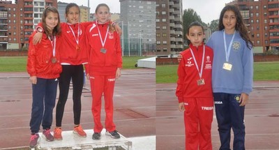 DAS MEDALLAS PARA O ATLETISMO TREGA NA CATEGORA ALEVN MULLERES.