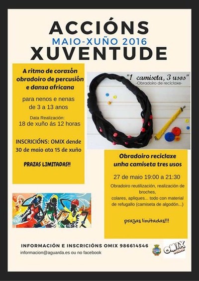 OBRADOIROS DE RECICLAXE E DANZA E PERCUSIN AFRICANA O PRXIMO MES DE XUO NA GUARDA