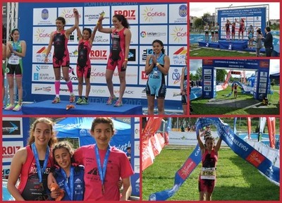 A GUARDESA ELSA PENA ACADA CO CIDADE DE LUGO FLUVIAL O PRIMEIRO POSTO DO CAMPIONATO DE ESPAA DE TRIATLN POR RELEVOS