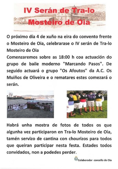 IV sern de tra-lo mosteiro este sbado 4 de xuo