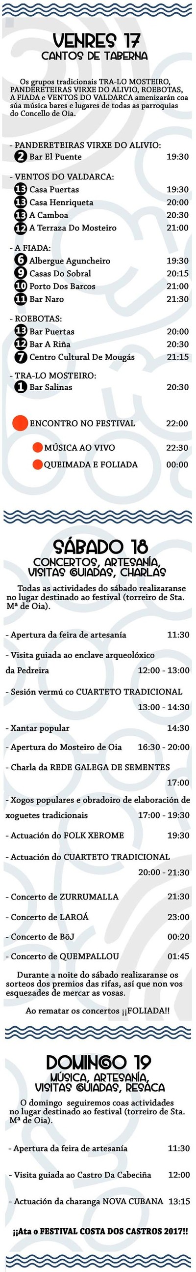 Oia acolle esta fin de semana o Festival Costa dos Castros