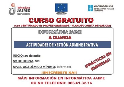 Curso gratuito AFD actividades de xestin administrativa na Guarda