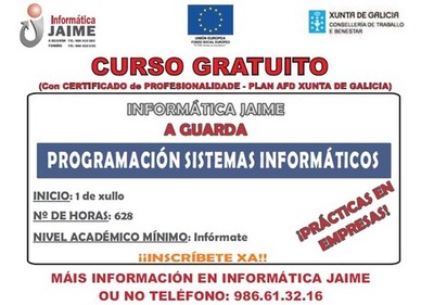 Curso gratuito AFD Programacin de sistemas informticos na Guarda