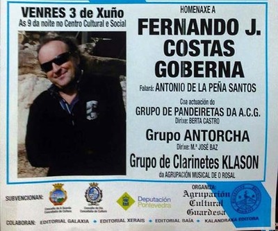 A Agrupacin Cultural Guardesa homenaxear este Venres a F.J. Costas Goberna no Centro Cultural de A Guarda