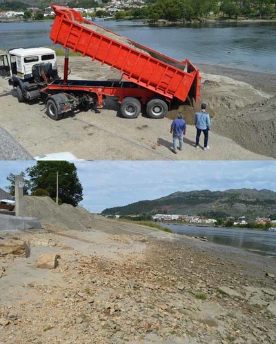 O Concello de Tomio acondiciona a praia de Goin con 1000 metros cbicos de area procedente da desembocadura do Mio