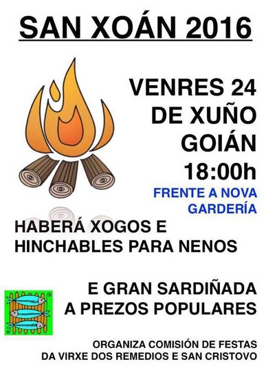 Gran Sardiada de San Xon este venres 24 de xuo en Goin