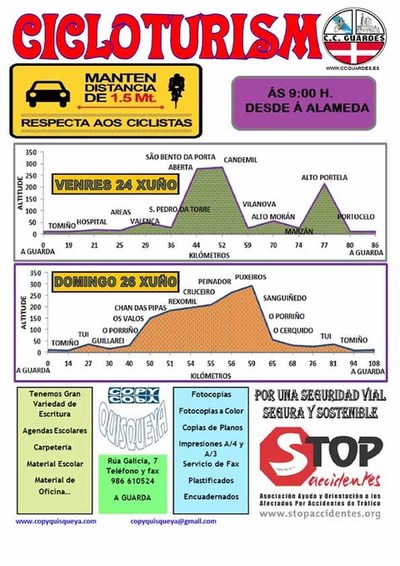 Sadas cicloturismo co Clube Ciclista Guards o venres 24 e domingo 26 de xuo de 2016