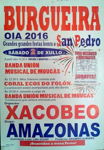 Grandes Festas na honra de San Pedro este sbado en Burgueira-Oia